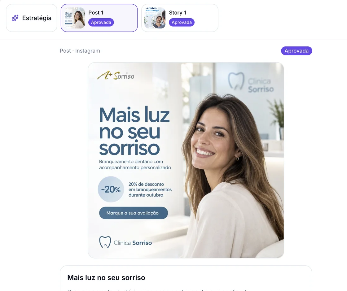 Post para Instagram gerado pela PingSales e aprovado